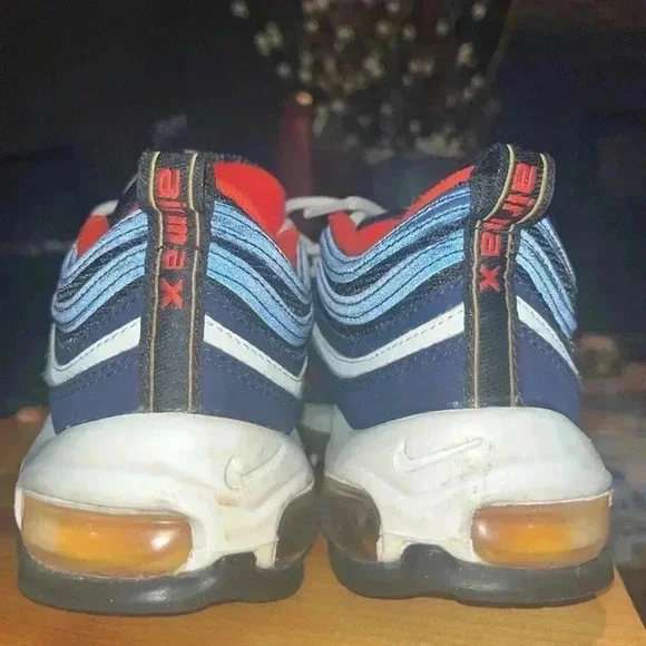 Nike Air Max 97 Midnight Navy Habanero Red 921522-402 size 5 Y= Women’s 6.5 - Picture 3 of 10